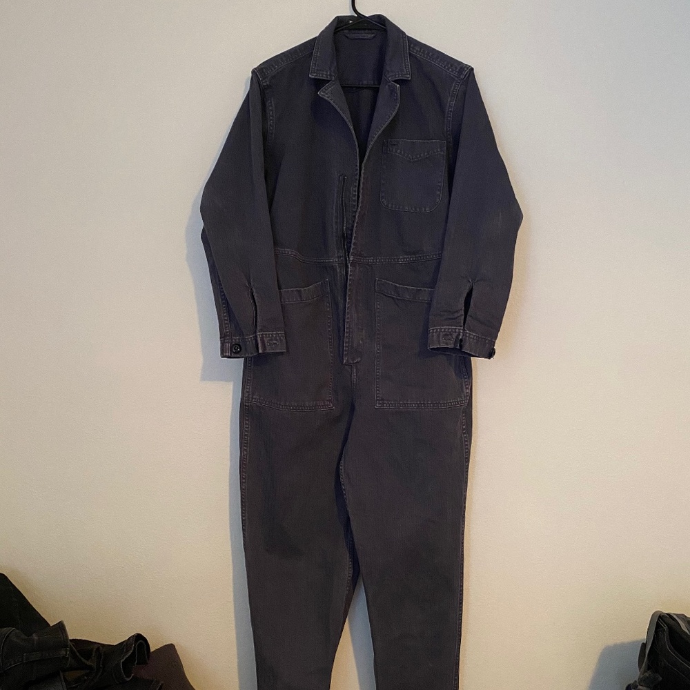 Alex Mill standard zip jumpsuit in denim herringbone